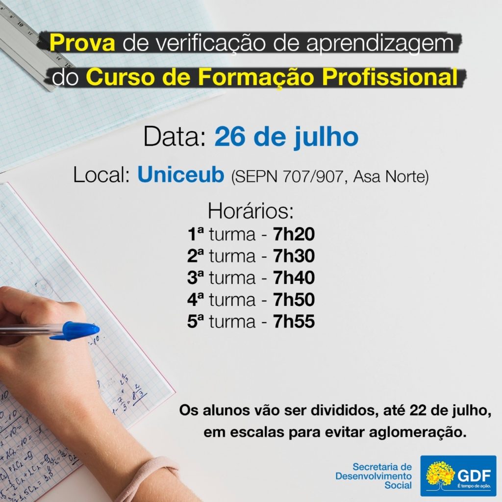 Prova para curso de formação da Sedes será no domingo