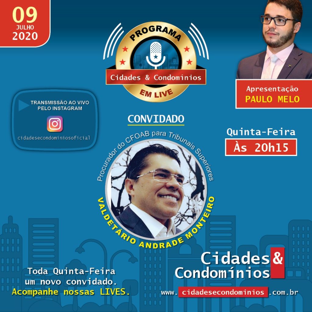 Estreia hoje o programa Cidades e Condomínios em live