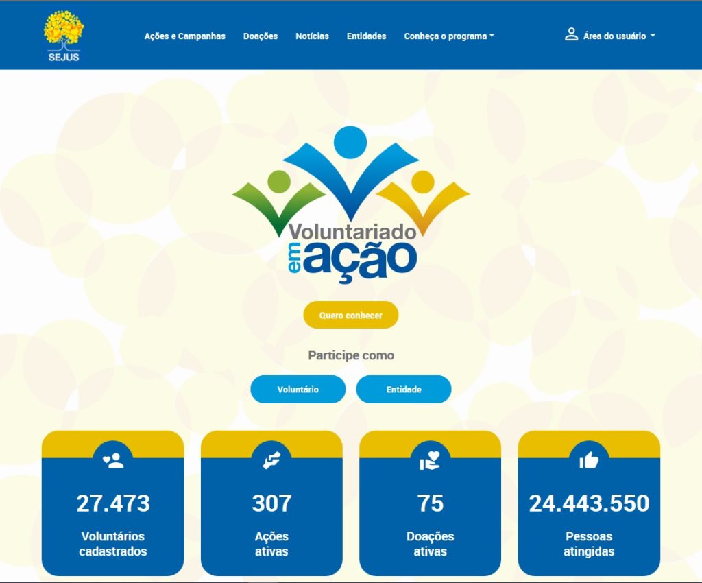 Novo site do programa Voluntariado em Ação