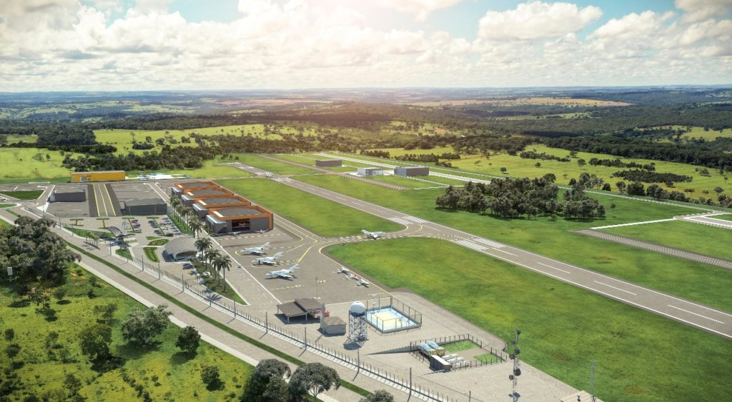 Membros da diretoria regional dos Correios conhecem obras de futuro aeroporto em Aparecida de Goiânia
