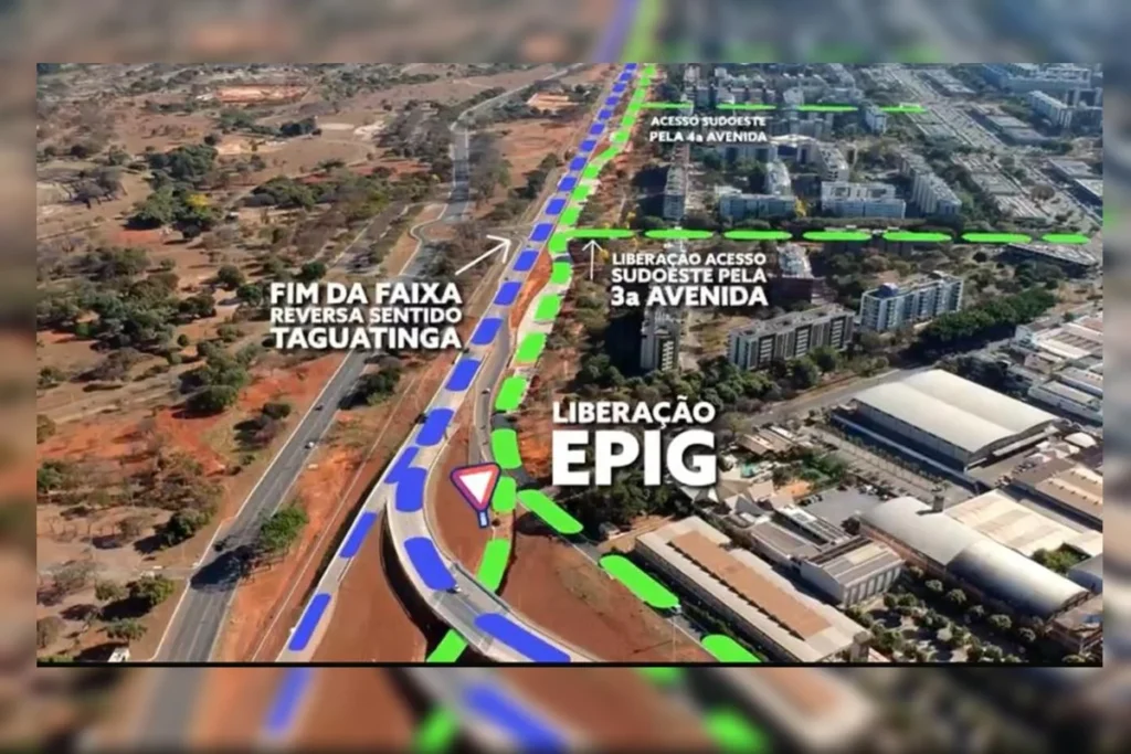 Epig libera pista de concreto no sentido Taguatinga após fim da faixa reversa